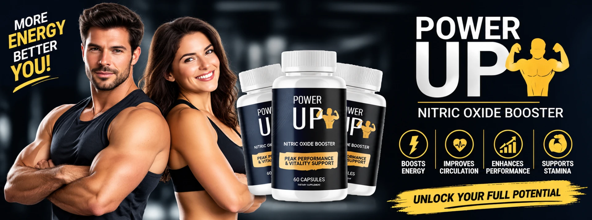 PowerUP male enhancement and nitric oxide booster product display